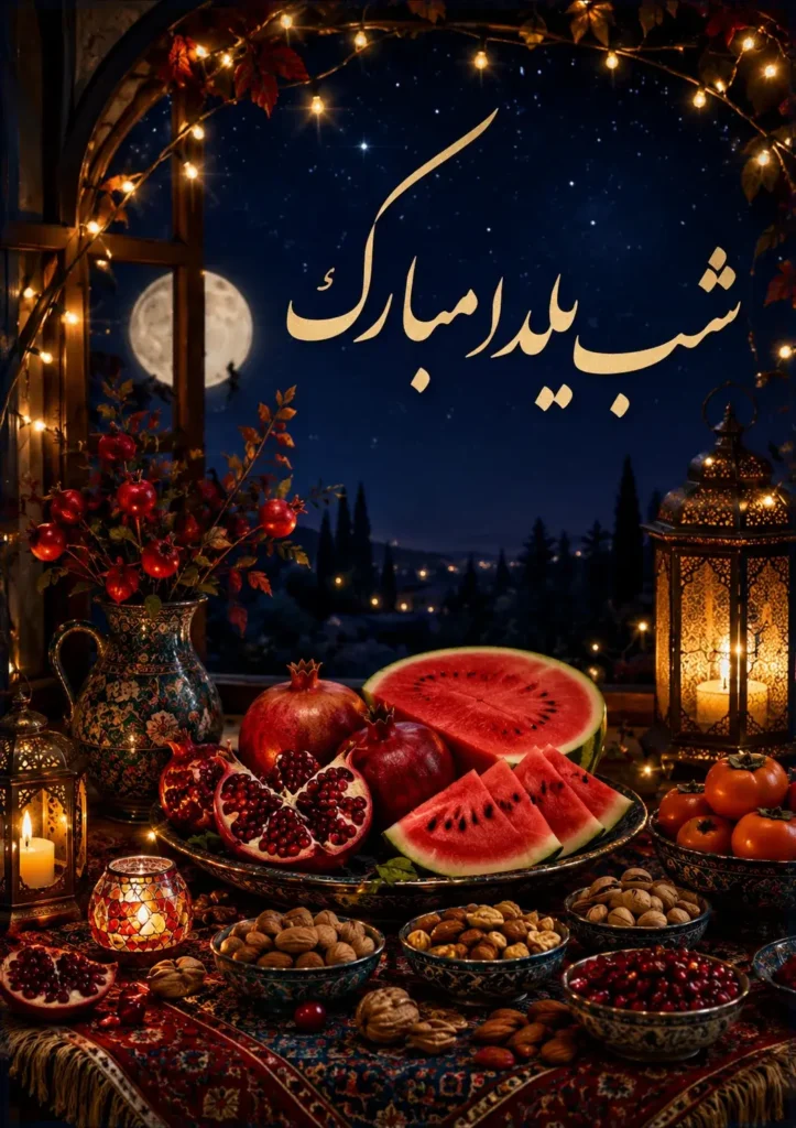 پوستر شب یلدا با حس خانوادگی و گرم