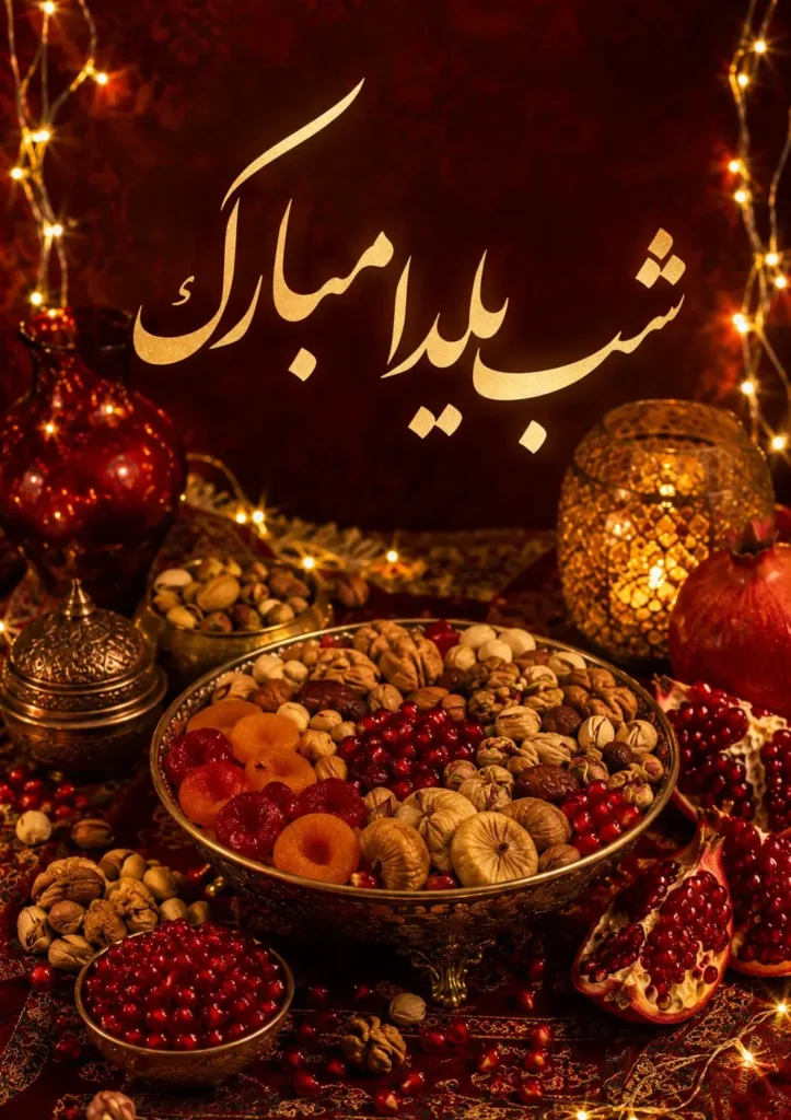 پوستر شب یلدا برای فروشگاه آجیل و خشکبار
