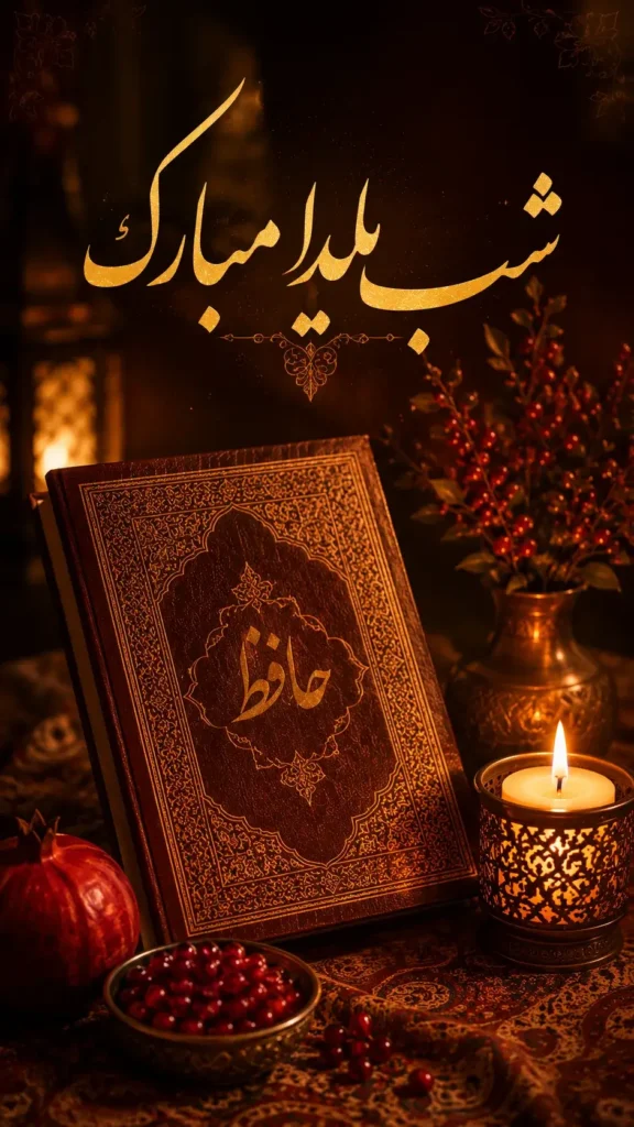 استوری شب یلدا با دیوان حافظ و شمع
