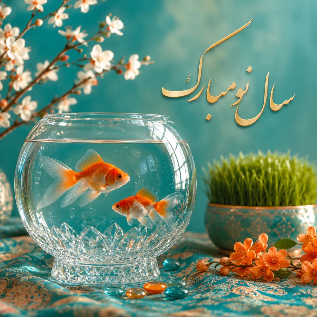 پوستر سال نو مبارک با ماهی قرمز