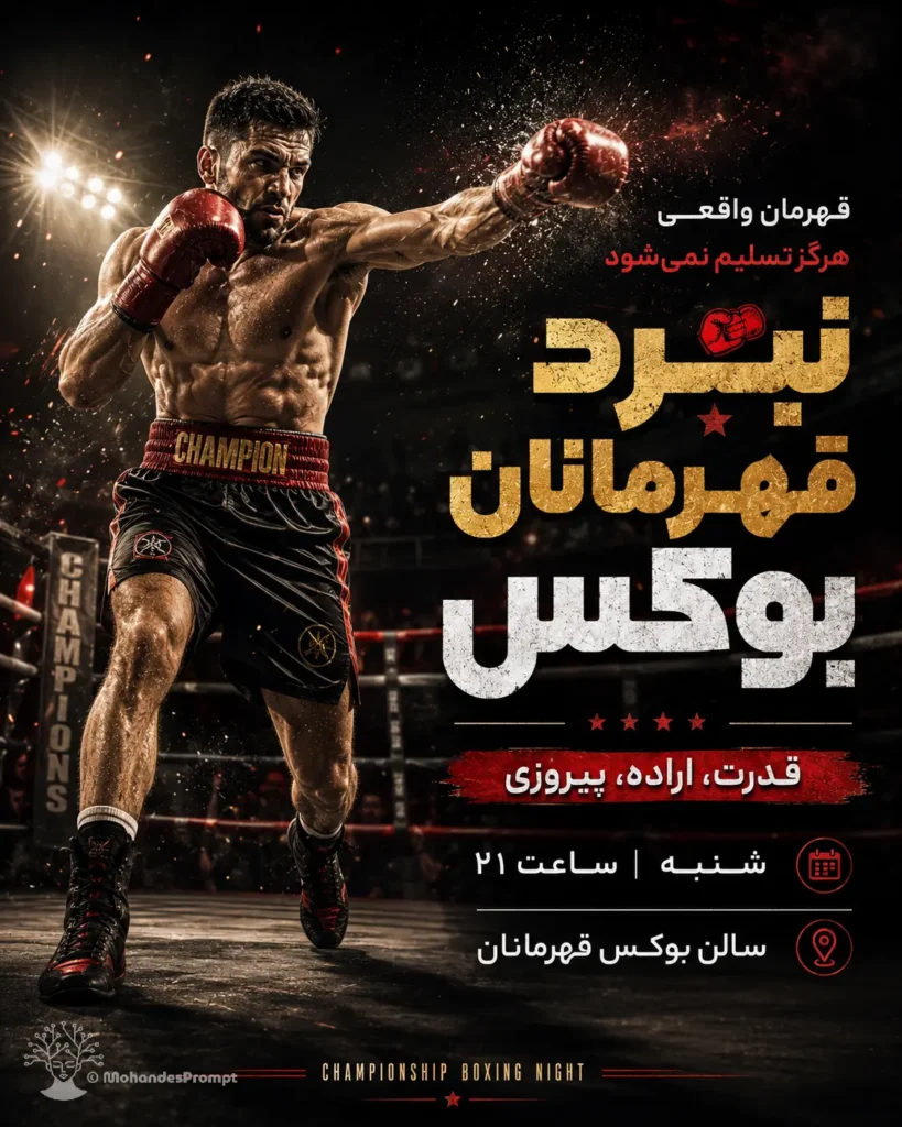 پرامپت بنر تبلیغاتی مسابقات بوکس