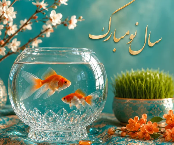 پوستر سال نو مبارک با ماهی قرمز